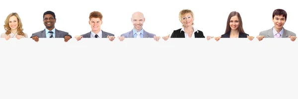 Group of young smiling business . Over white background — Stock Photo, Image