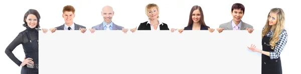 Gruppe junger lächelnder Geschäftsleute. über weißem Hintergrund — Stockfoto