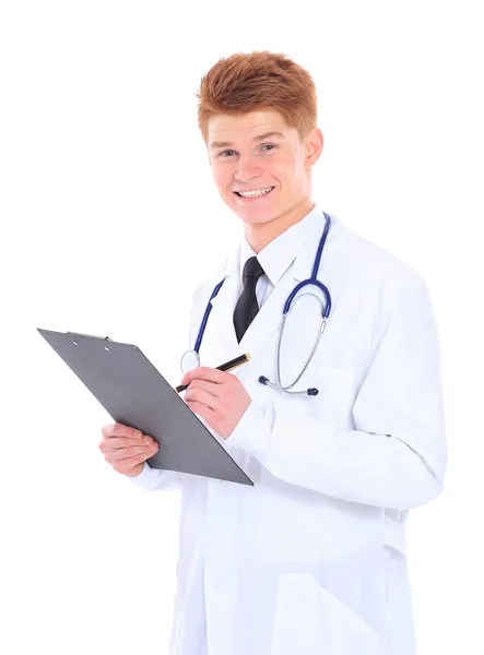 Trevlig ung läkare med stetoskop. — Stockfoto