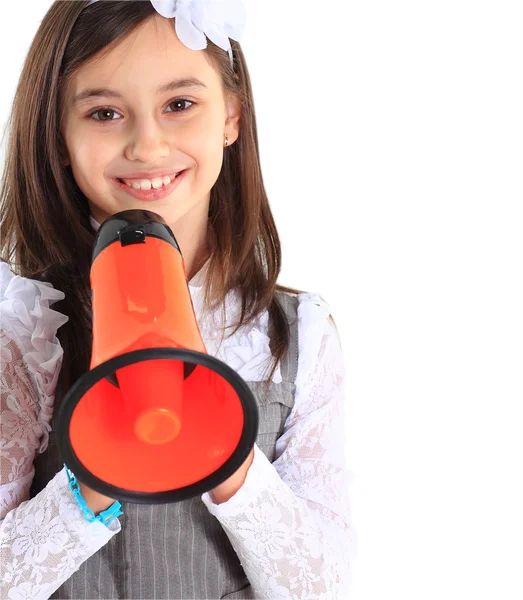 The little girl with the mouthpiece. — Stock Photo, Image