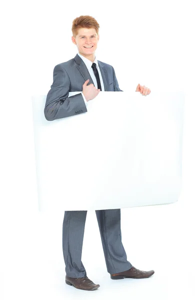 Der junge gutaussehende Geschäftsmann isoliert auf weißem Hintergrund. — Stockfoto