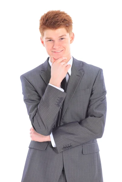 白い背景で隔離された若いハンサムなビジネスマン. — ストック写真