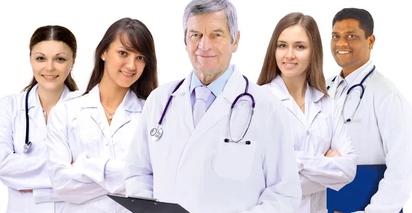 Portrait of group of smiling hospital colleagues standing together — Stock Photo, Image