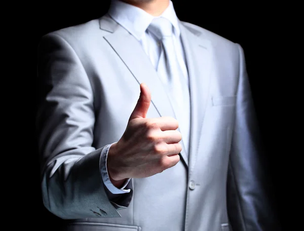 The businessman, a gesture, a finger. — Stock Photo, Image