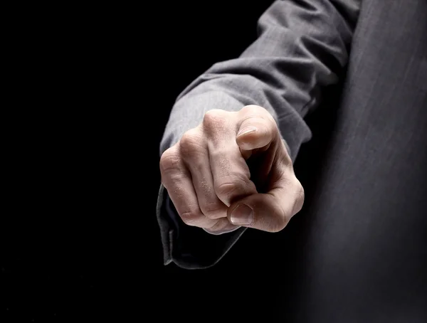 The businessman, a gesture, a finger. — Stock Photo, Image