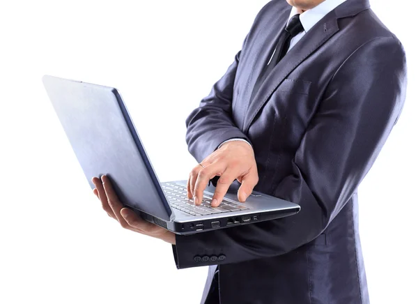 Geschäftsmann mit Laptop. — Stockfoto