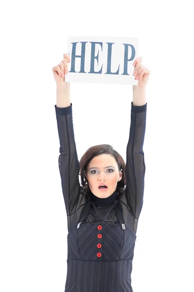 Nice business woman asks for help — Stock Photo, Image