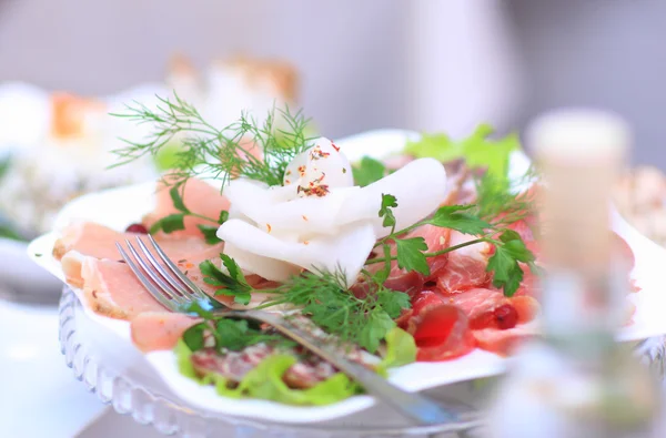 En mängd läckra kulinariska produkter. — Stockfoto