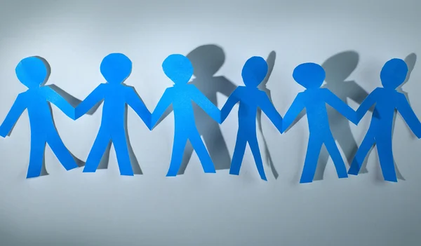 Teamwork, paper people over white background — Stock Photo, Image