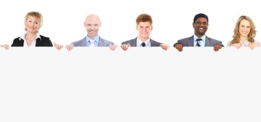 Group of young smiling business people. Over white background clipart