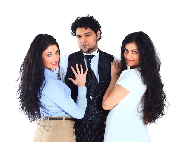 The businessman, with two secretaries. Stock Picture