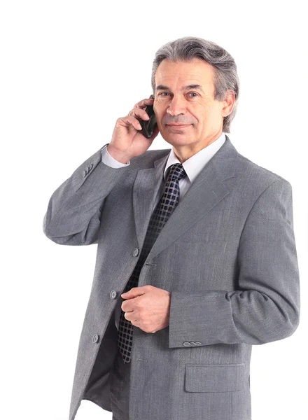 Πορτρέτο του αυτοπεποίθηση επιχειρηματίας που μιλάμε στο τηλέφωνο — Φωτογραφία Αρχείου