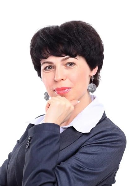 Mujer de negocios sonriente. Aislado sobre fondo blanco — Foto de Stock