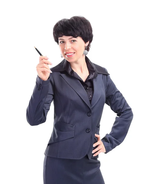 Mulher de negócios sorridente. Isolado sobre fundo branco — Fotografia de Stock