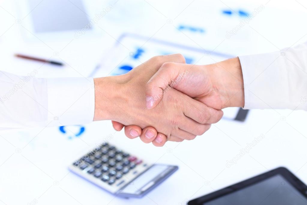 Business handshake and business people