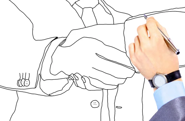 Hombres de negocios apretón de manos en fondo blanco — Foto de Stock