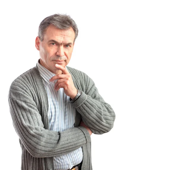 Retrato de feliz sorridente homem de negócios, isolado sobre fundo branco — Fotografia de Stock