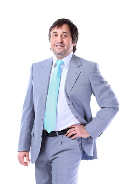 Portrait of happy smiling business man, isolated over white background — Stock Photo, Image