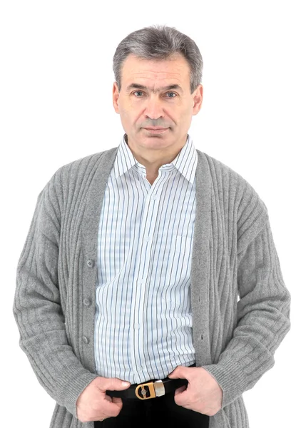 Retrato de feliz hombre de negocios sonriente, aislado sobre fondo blanco — Foto de Stock