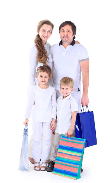 Beautiful happy family - isolated over a white background — Stock Photo, Image