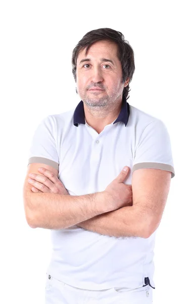 Retrato de feliz sorridente homem de negócios, isolado sobre fundo branco — Fotografia de Stock