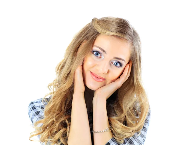 Retrato de mulher de negócios sorridente. Fundo branco . — Fotografia de Stock