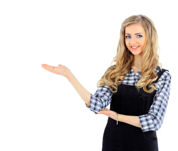 Retrato sonriente de mujer de negocios. Fondo blanco . — Foto de Stock