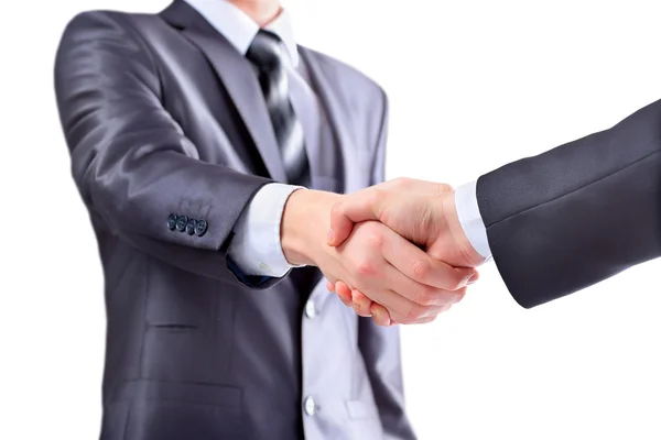 Photo of handshake of business partners after signing promising contract — Stock Photo, Image