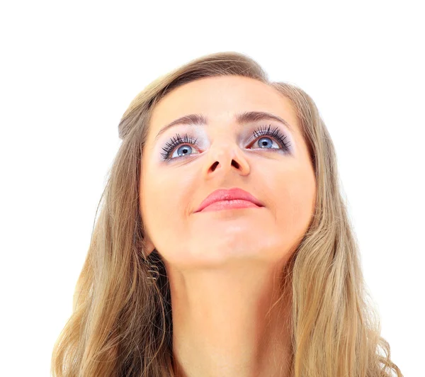 Retrato sonriente de mujer de negocios. Fondo blanco . — Foto de Stock