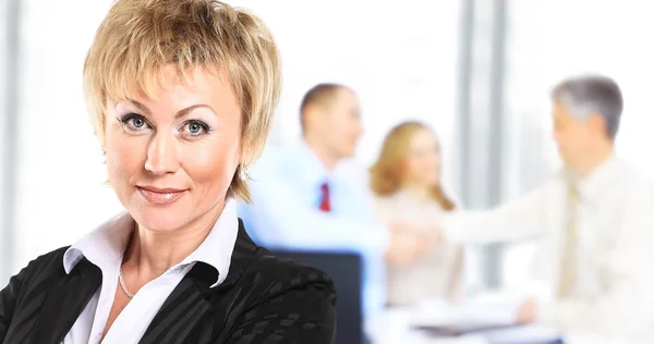 Image of pretty businesswoman looking at camera — Stock Photo, Image