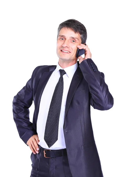 Empresário falando em um telefone celular — Fotografia de Stock