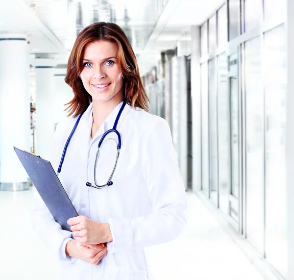 Smiling medical woman doctor at Hospital — Stock Photo, Image