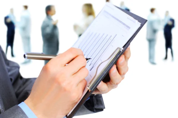 Business man writing something on the paper — Stock Photo, Image