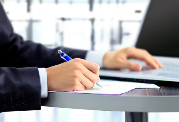 Closeup of human hand writing on a paper. — Stock Photo, Image