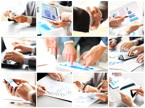 Business theme photo collage composed of different images — Stock Photo, Image