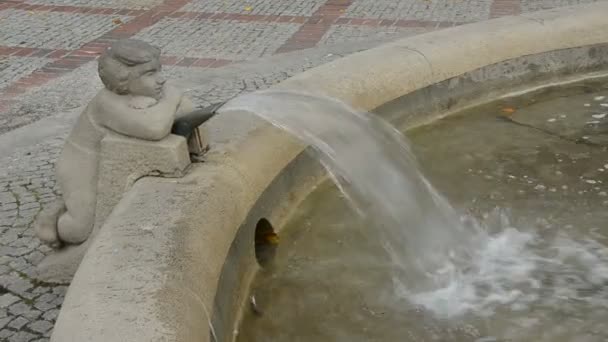 Urban fountain in the square — Stock Video