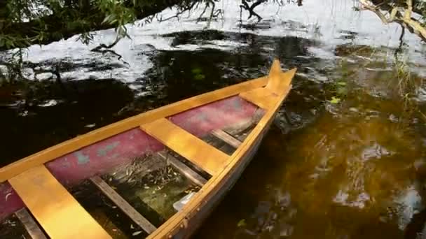 Barca sul lago estivo e onde — Video Stock