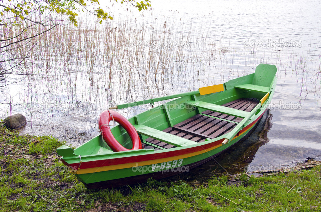 Spring lake boat with life buoy