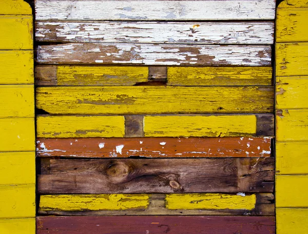 Fundo de parede velho de madeira colorido e envelhecido — Fotografia de Stock