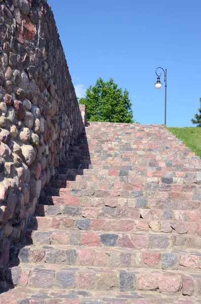 Escadaria de pedra natural e parede — Fotografia de Stock