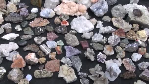 Piedras de joyería de colores en feria — Vídeo de stock