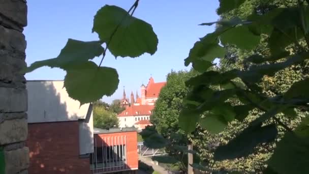 Old Vilnius and St. Anne church — Stock Video