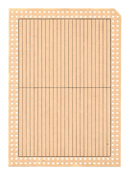 Old catalog perforate card paper isolated on white — Stock Photo, Image