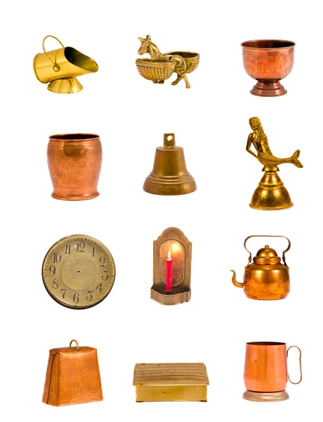 Vintage brass objecten en hulpprogramma's collectie — Stockfoto