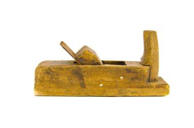 eski ahşap jointer aracı üzerinde beyaz izole