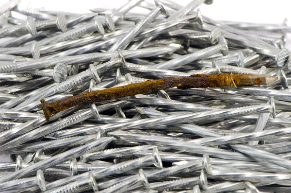 bir eski paslı ve birçok yeni çivi