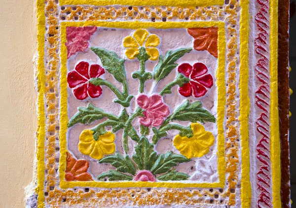 Ornamenti floreali colorati sfondo in India — Foto Stock