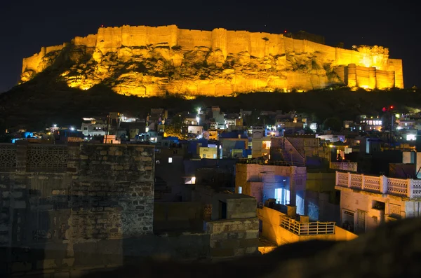 Mehrangarh Fort in Jodhpur at night, India — Stock Photo, Image