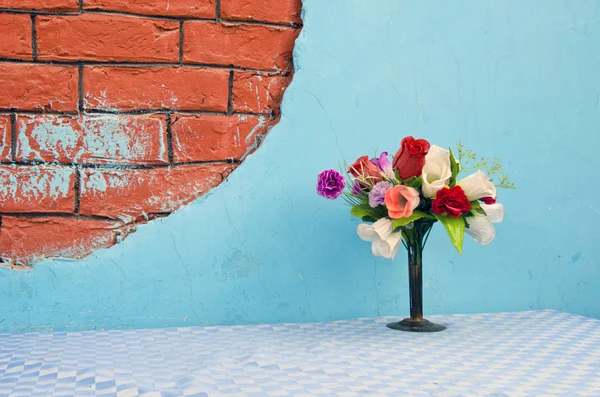 Vase with flowers on table — Stock Photo, Image