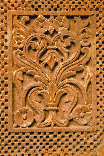 Ornamento floral de la pared de la casa antigua en India — Foto de Stock